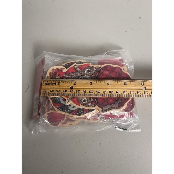 Christmas Die Cut Wood Ornaments Set 8 Vintage Deer Birds Squirrel Rabbit 1993 - Picture 8 of 10